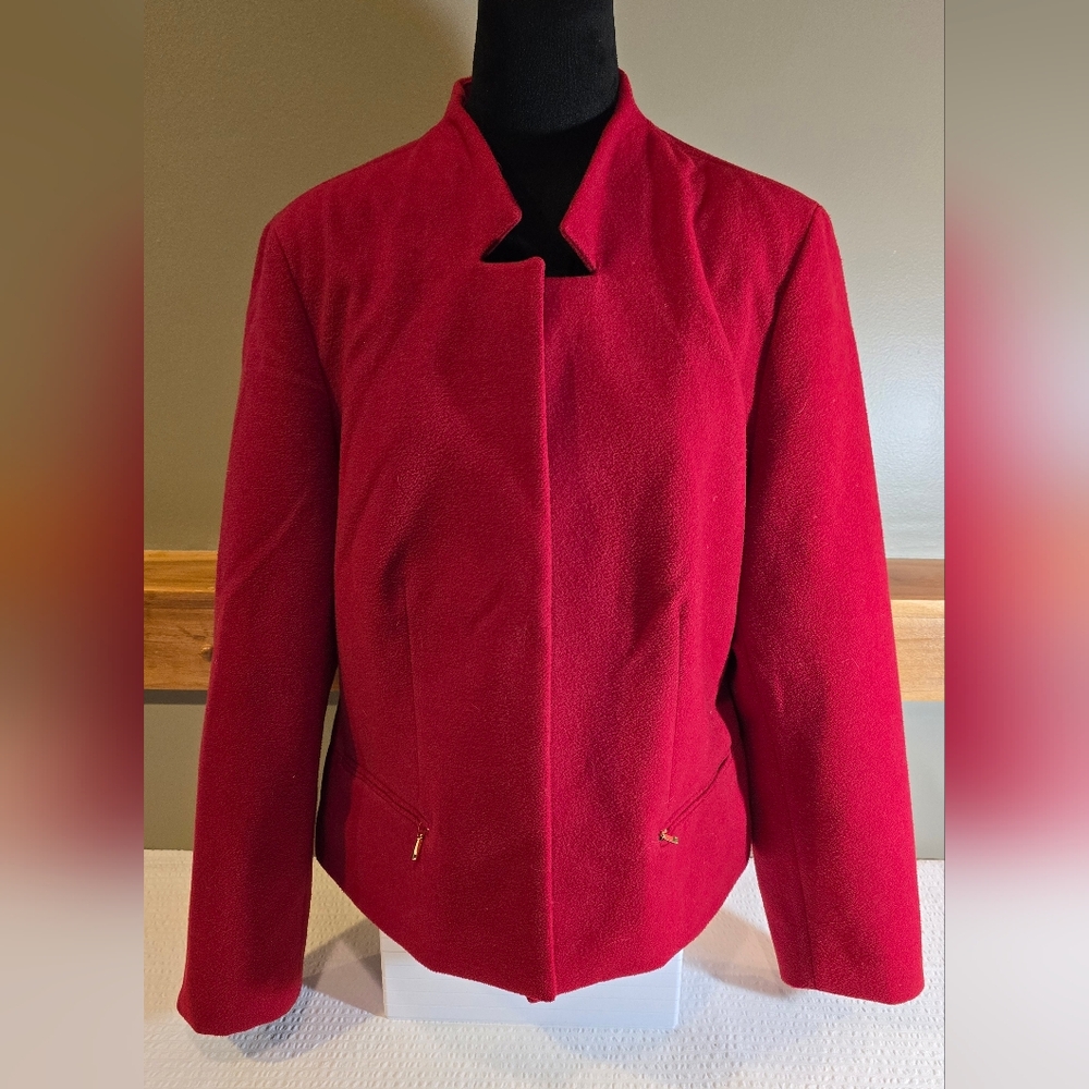 Chicos Red Open Front Jacket Large - image 1